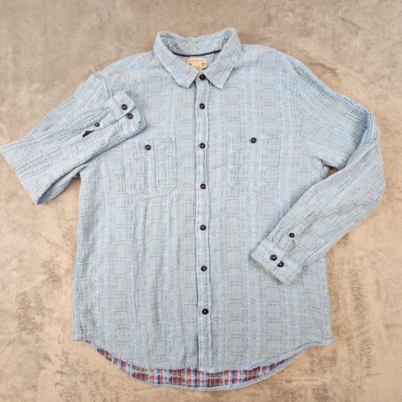 Carbon2Cobalt Shirt Men's Large Sea Change Chambray Button Gauzy Beach Summer - Picture 2 of 11